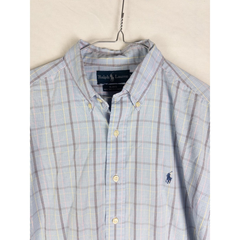 VTG Ralph Lauren Blake Shirt Mens L Button Down Plaid Cotton Casual Classic Pony